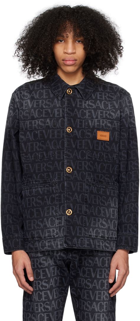 versace jacke montana black|Versace denim jacket.